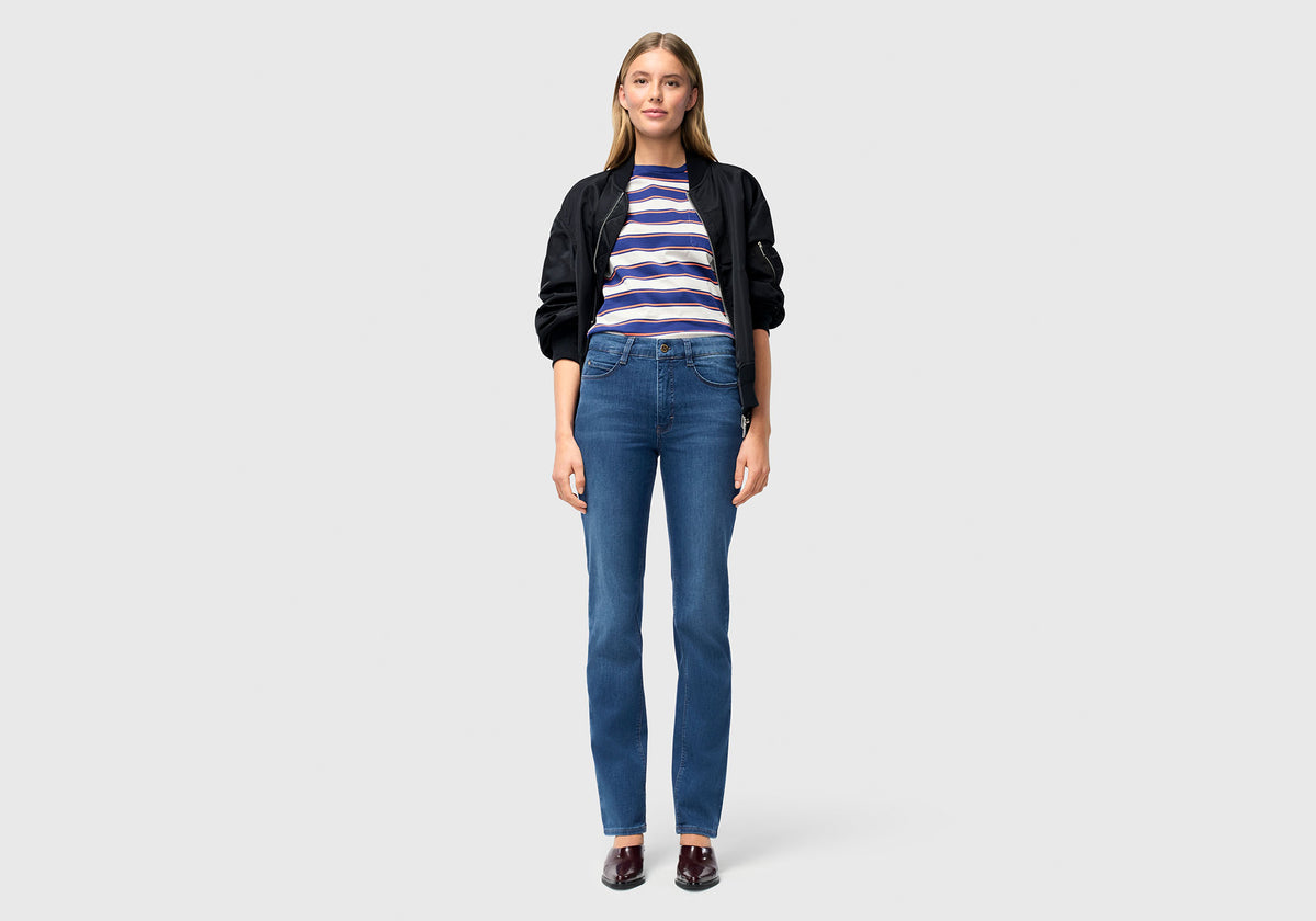 Front view of Dream jeans with a clean leg line and classic mid-rise waist.