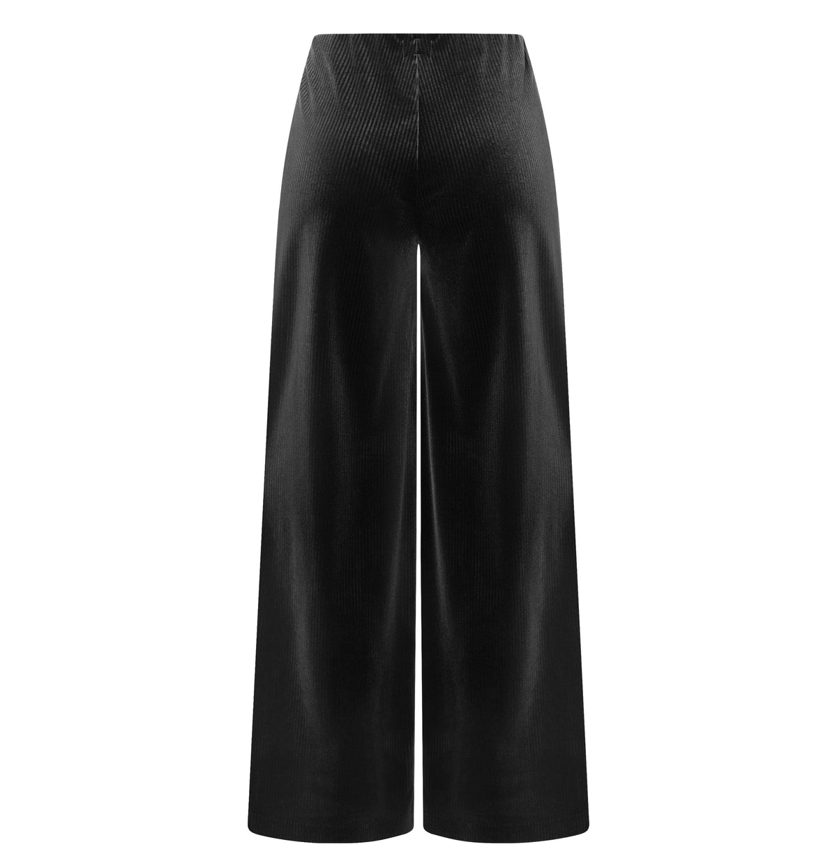 Jersey corduroy trousers with a clean look. | WIDE CLEAN | black | Back view of bust