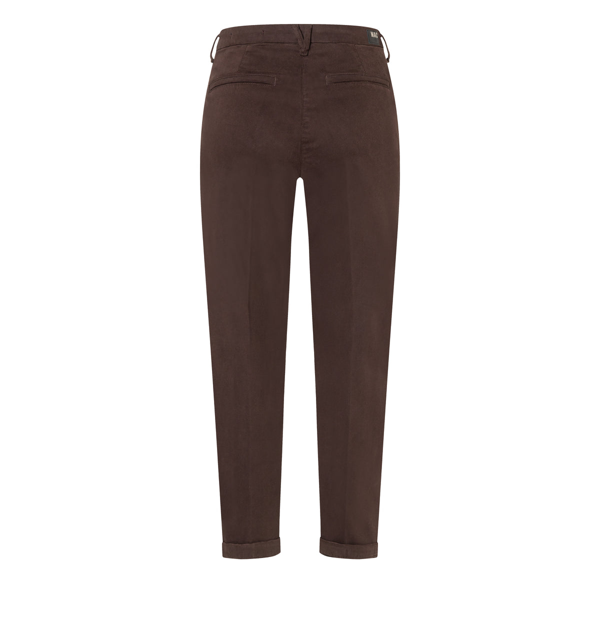 Casual chino made of cotton stretch | CHINO turn up | truffle brown PPT | Back view of bust