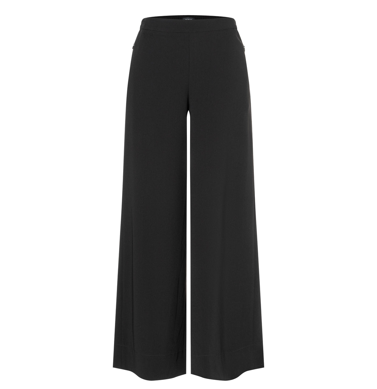 Wide, flowing trousers made of floating crepe. | CORALIE | black | Front view of bust