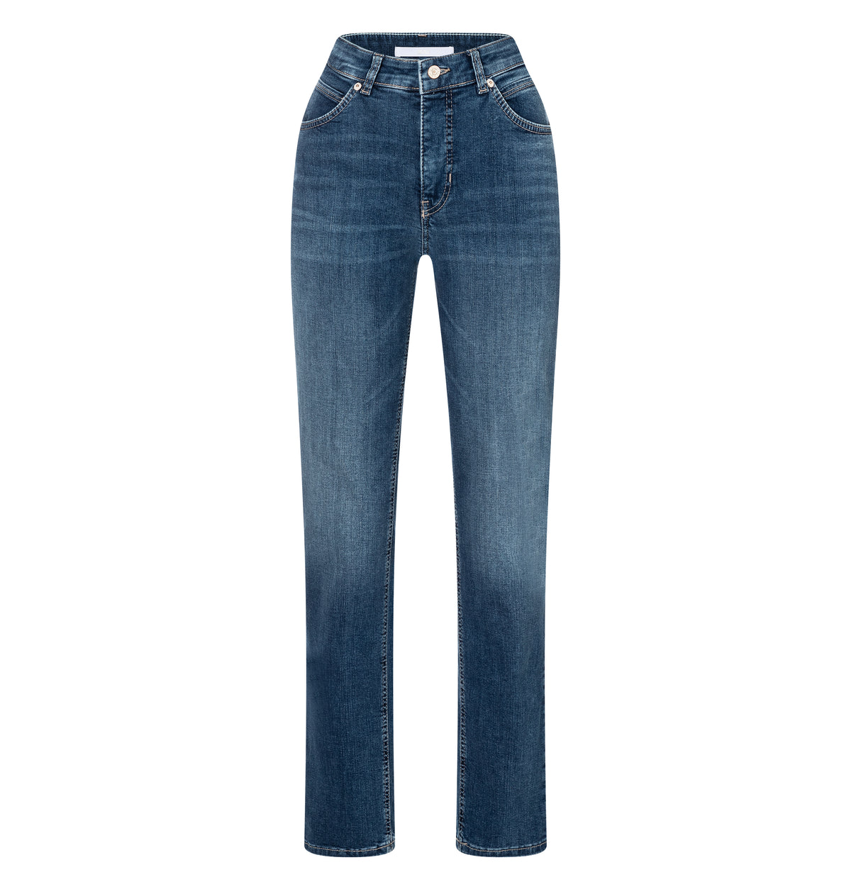 Straight jeans in a vintage wash. | MELANIE | simple wash | Front view of bust