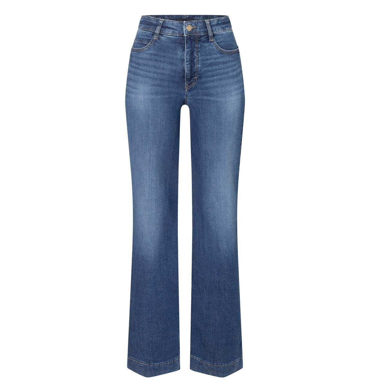 Wide jeans with decorative studs. | WIDE rivet | used wash | Front view of bust