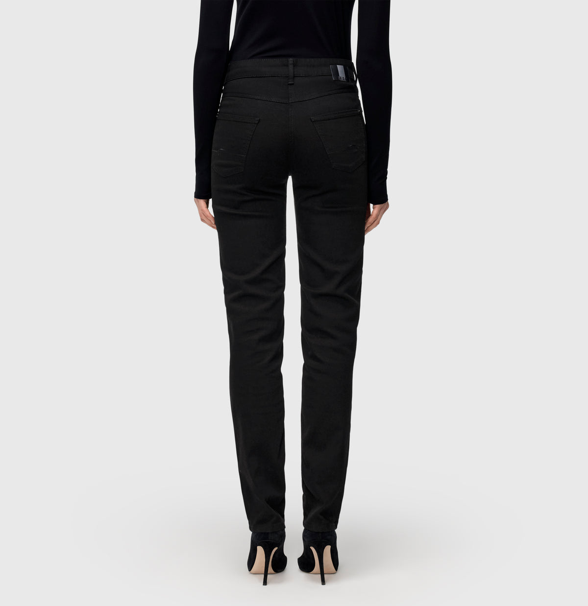 Straight jeans made of Perfect Fit Forever denim. | ANGELA | black-black | Back view of model