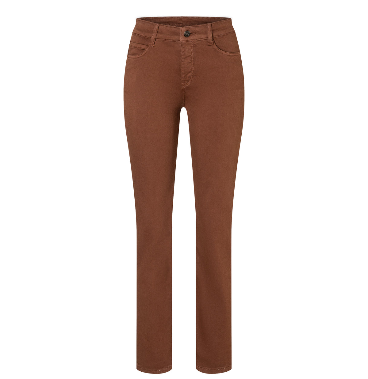 Straight fit made from hyper stretch denim. | DREAM | bison brown PPT | Front view of bust
