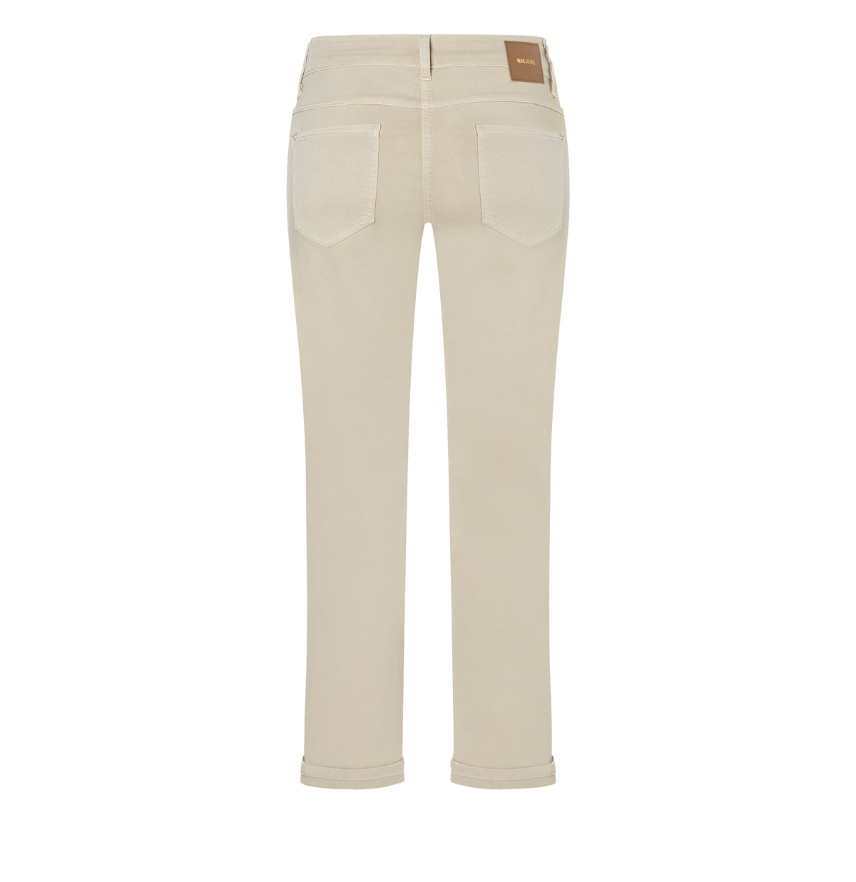 Shaping straight-leg jeans with modal. | DREAM cropped | smoothly beige | Back view of bust
