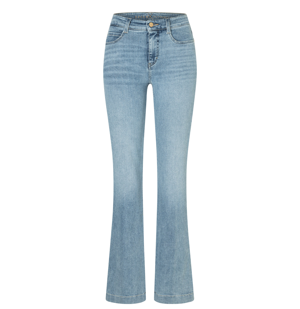 Flared fit with figure-shaping effect. | DREAM BOOT authentic | summer blue clouds wash | Front view of bust