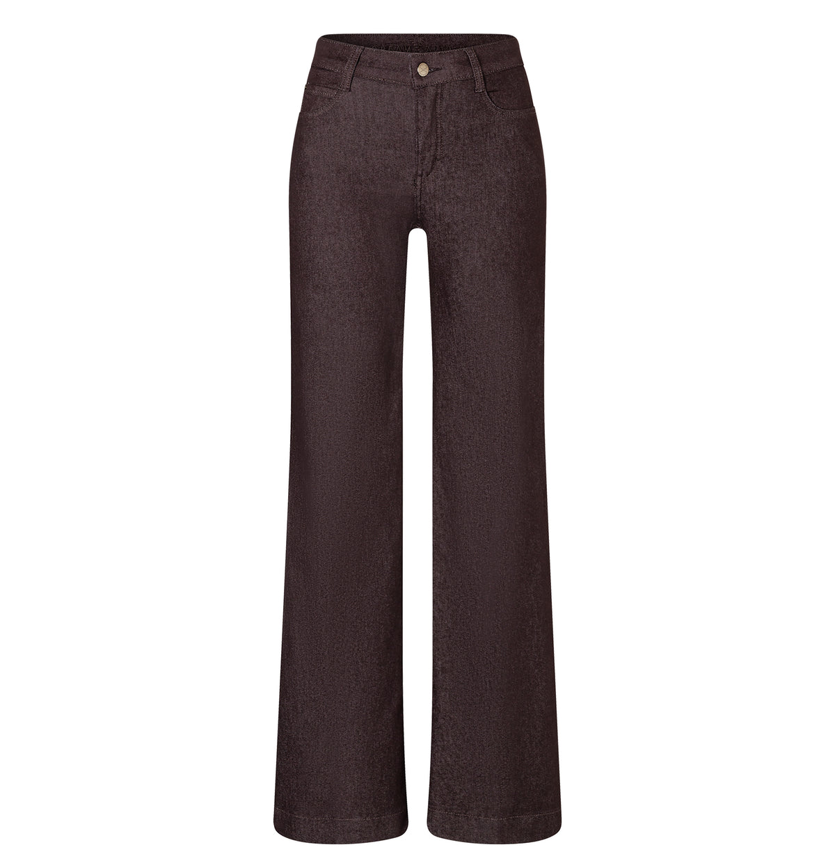 Wide fit made from hyper stretch colour denim. | DREAM WIDE authentic | brown rinsed | Front view of bust