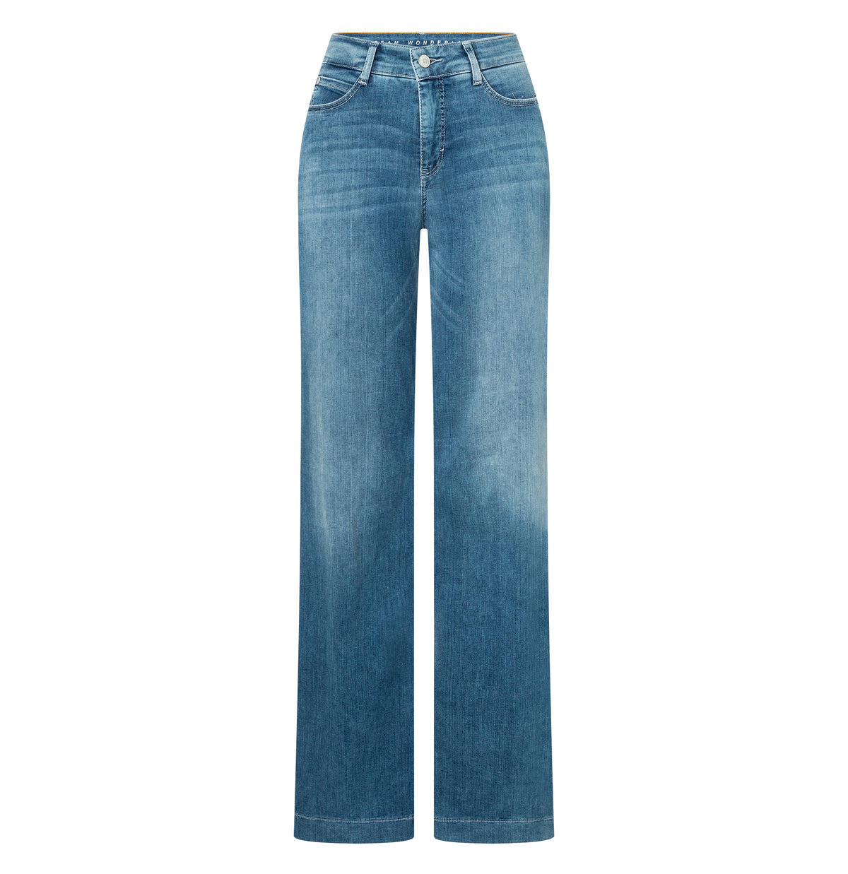 Wide, figure-shaping jeans in a modal blend. | DREAM WIDE | summer mid blue wash | Front view of bust