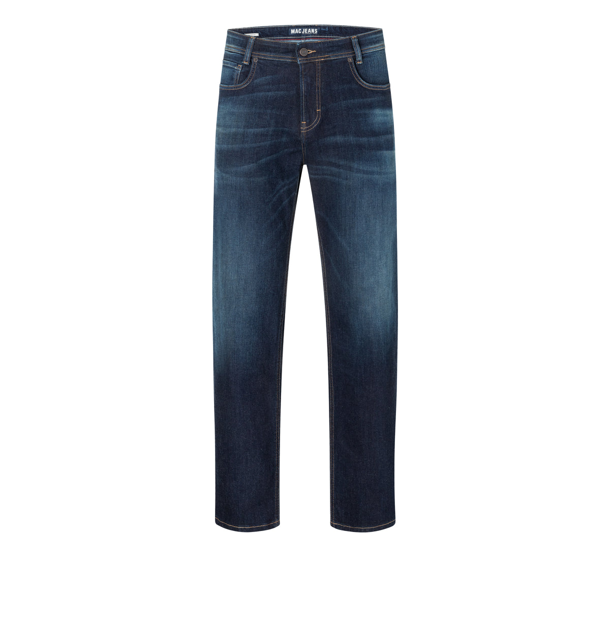 Straight jeans made of comfort stretch denim. | Rick | dark blue authentic used od brown | Front view of bust