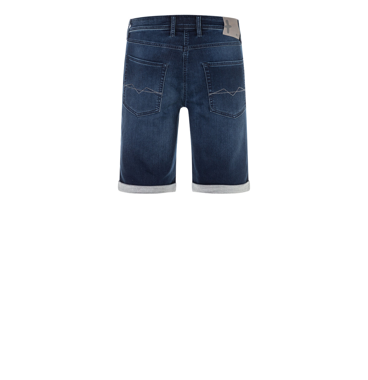 Bermuda made of dimensionally stable sweat denim. | Jogn Bermuda | dark blue vintage wash | Back view of bust