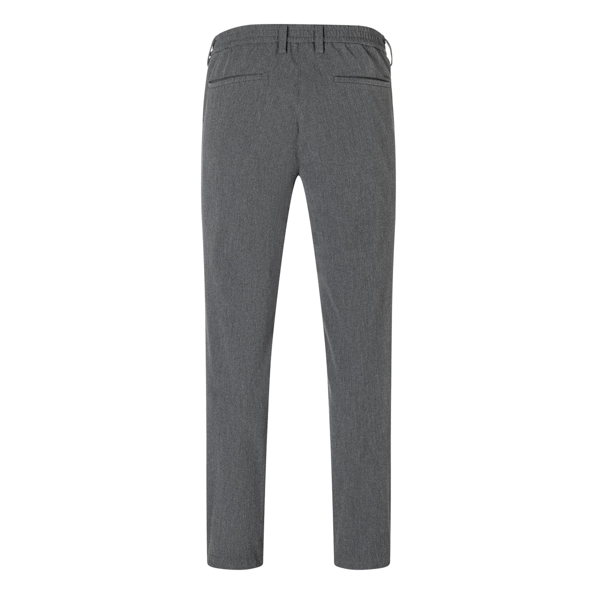 Traveller chino made of CARBONIUM® gabardine. | Traveller | grey stone | Back view of bust