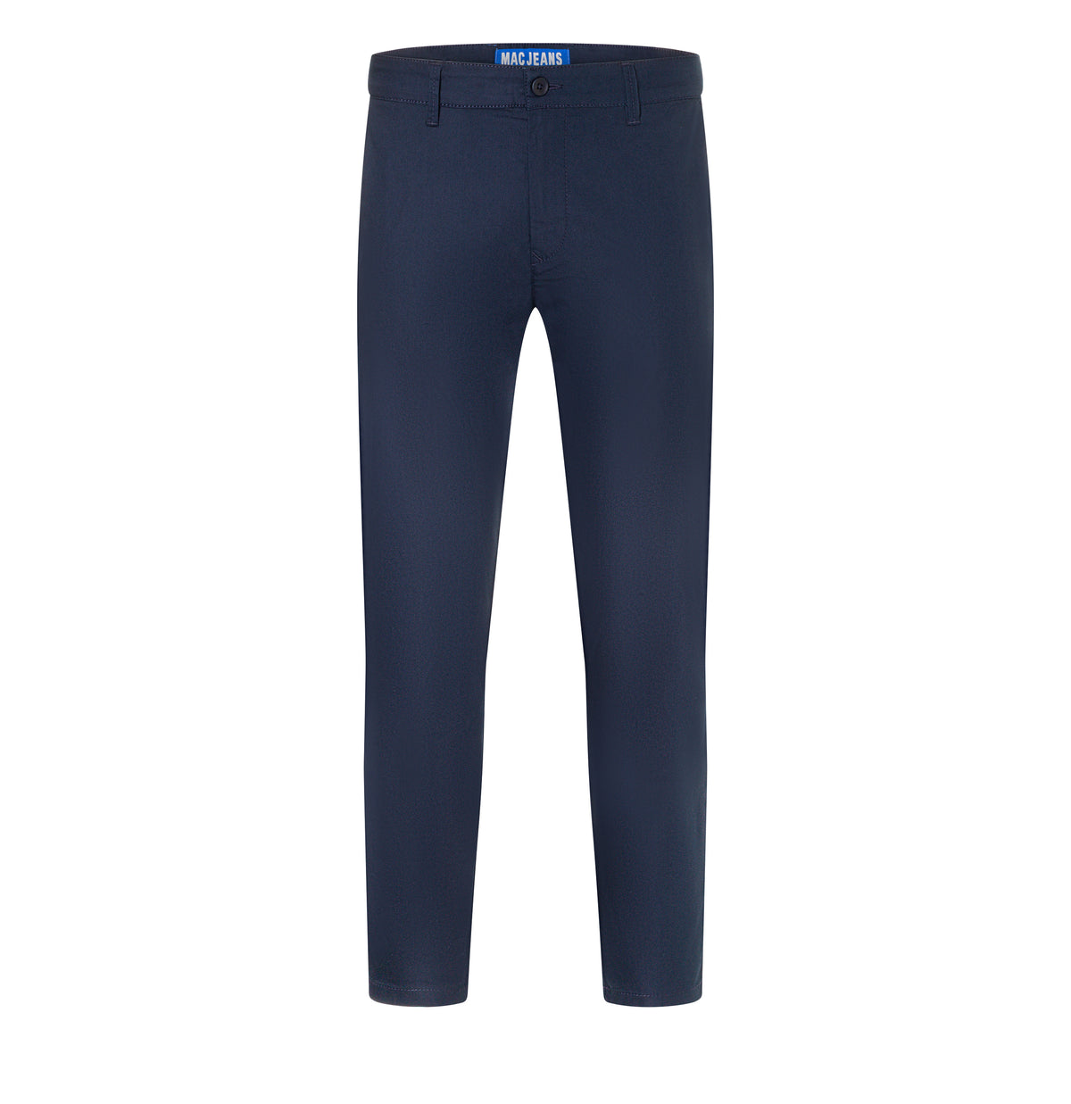 Tapered chino in a techno twill material. | Griffin | nautic blue | Front view of bust