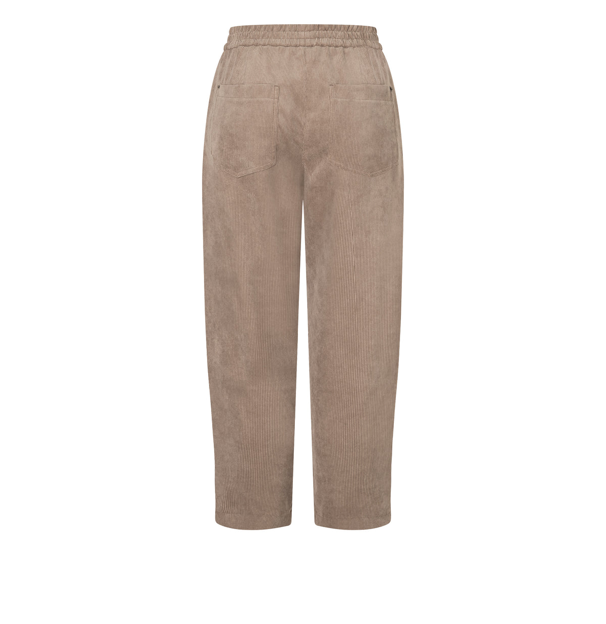 Relaxed trousers made of flowing corduroy. | EVA 2.3 | oxide brown | Back view of bust