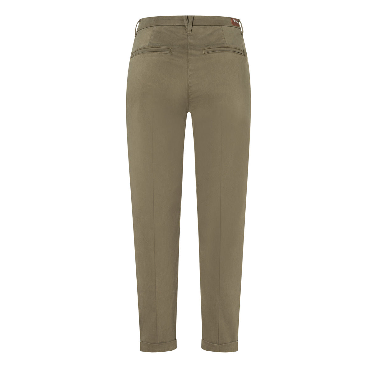 Slim trousers in a cotton-modal-lyocell blend. | CHINO turn up | light khaki PPT | Back view of bust