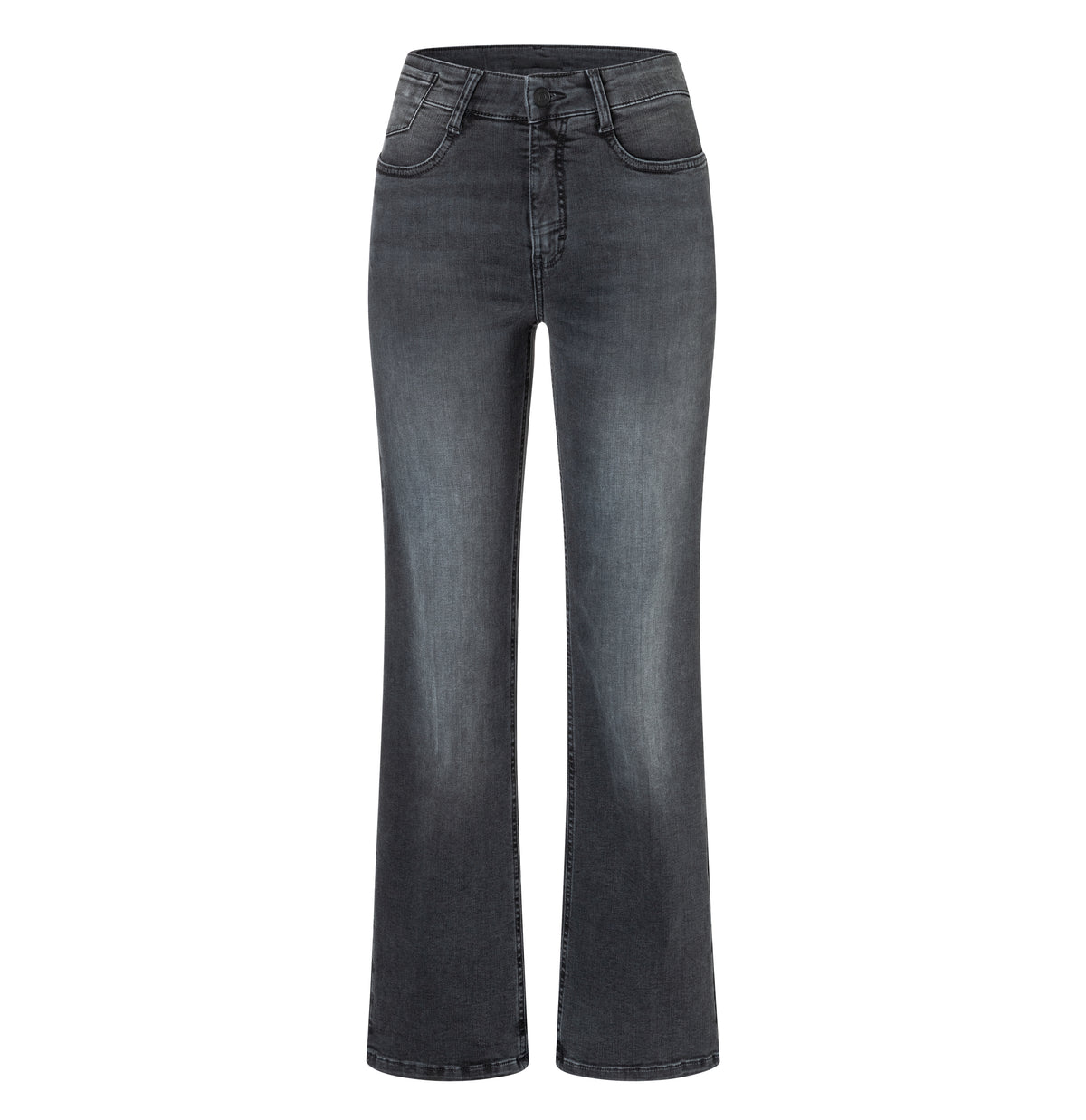 Comfortable flared jeans with details. | LAURA | authentic carbon wash | Front view of bust