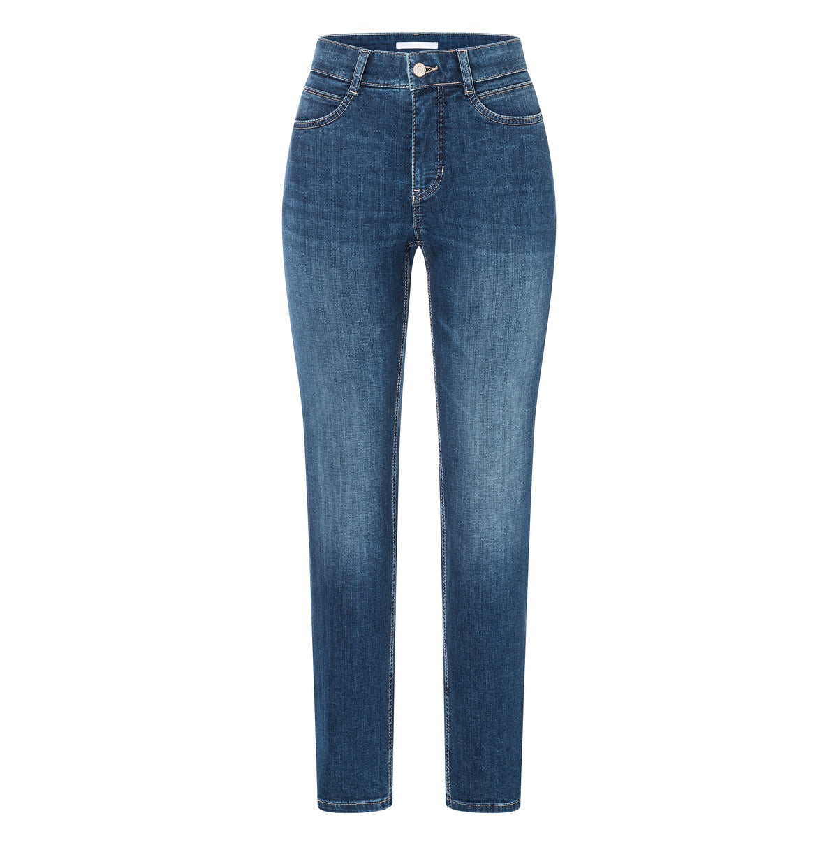 Comfortable vintage jeans with a higher waist. | ANGELA | simple wash | Front view of bust