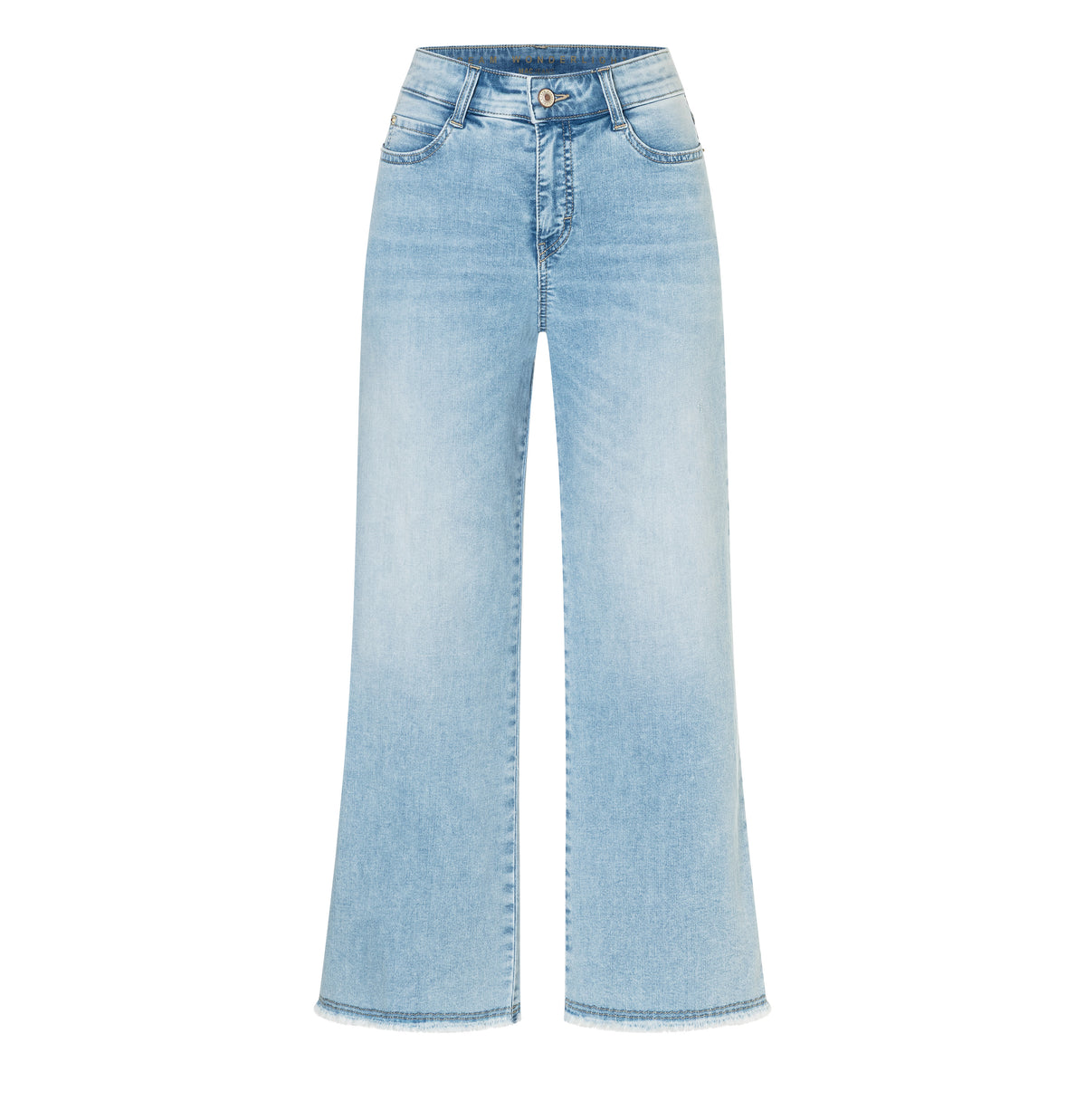 Cropped, wide shape jeans with modal. | DREAM WIDE cropped | light azure blue | Front view of bust