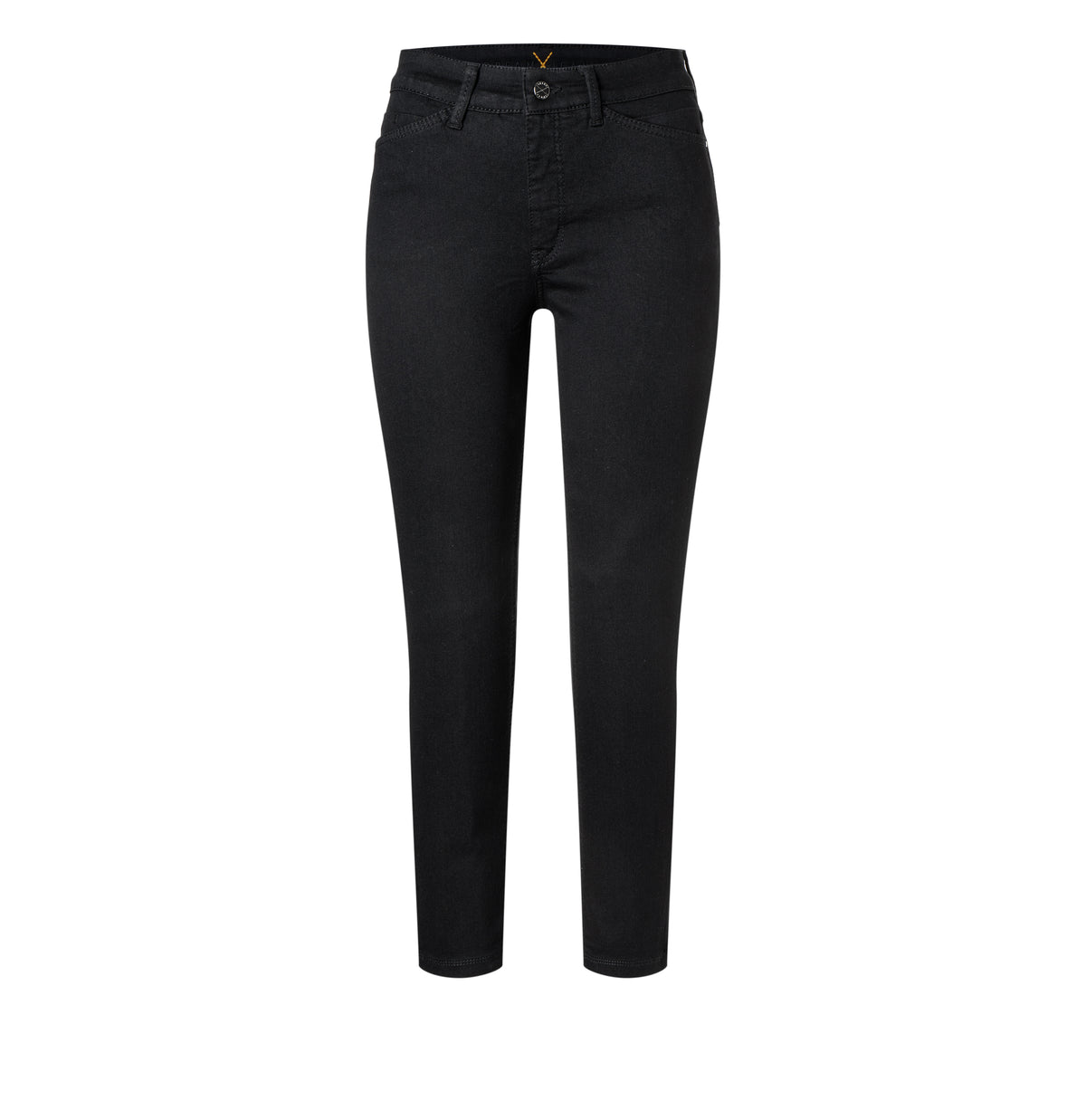 Cropped slim jeans made of hyper stretch denim. | DREAM CHIC | black-black | Front view of bust
