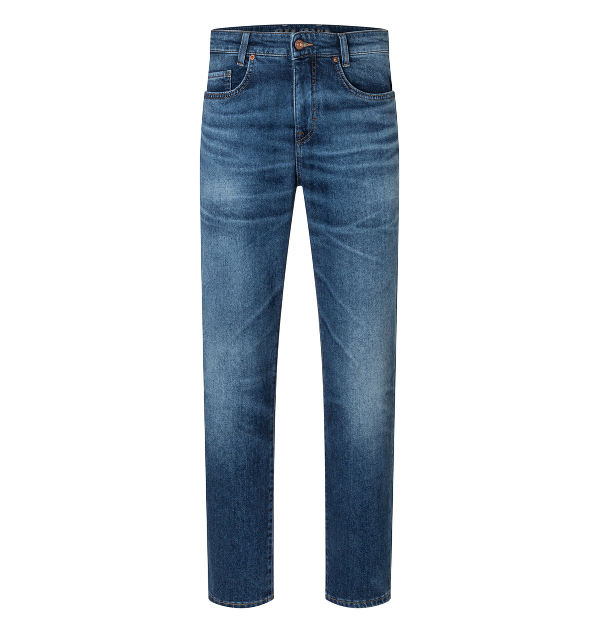 Tapered fit made from New Vintage Denim. | Dan | pure indigo authentic used | Front view of bust