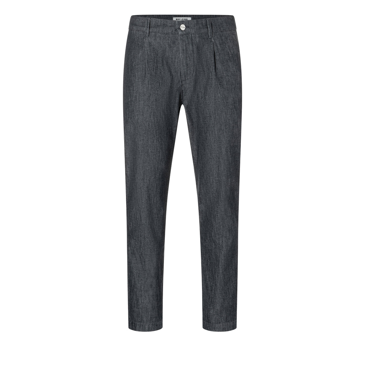 Tapered fit made from wool denim with cashmere content. | Dean Pleat | rinsed deep blue | Front view of bust