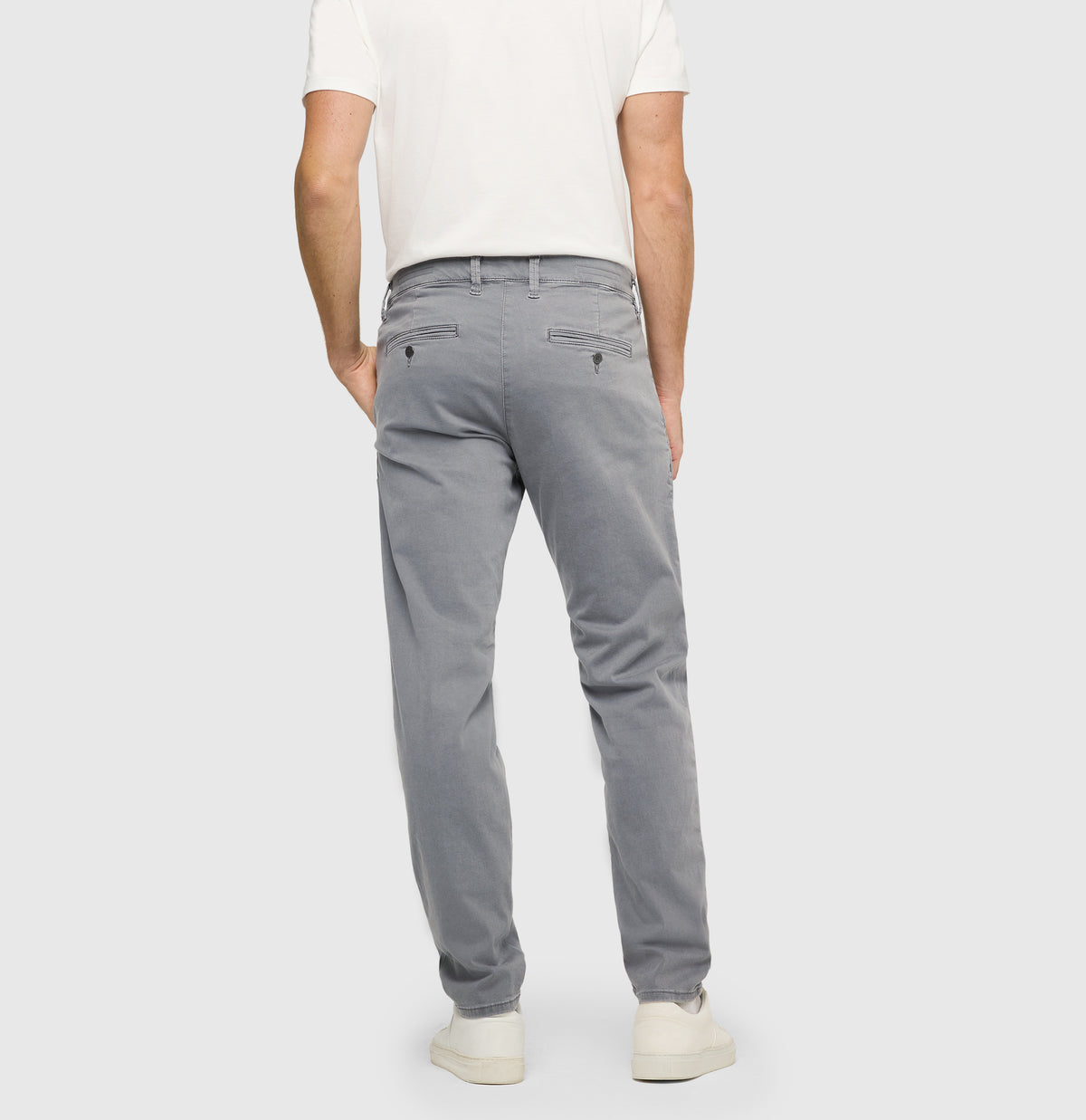 Ultimate driver pants in a chino design. | Driver Pants | light storm grey | Back view of model